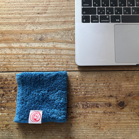 Organic cotton towel handkerchief, blue